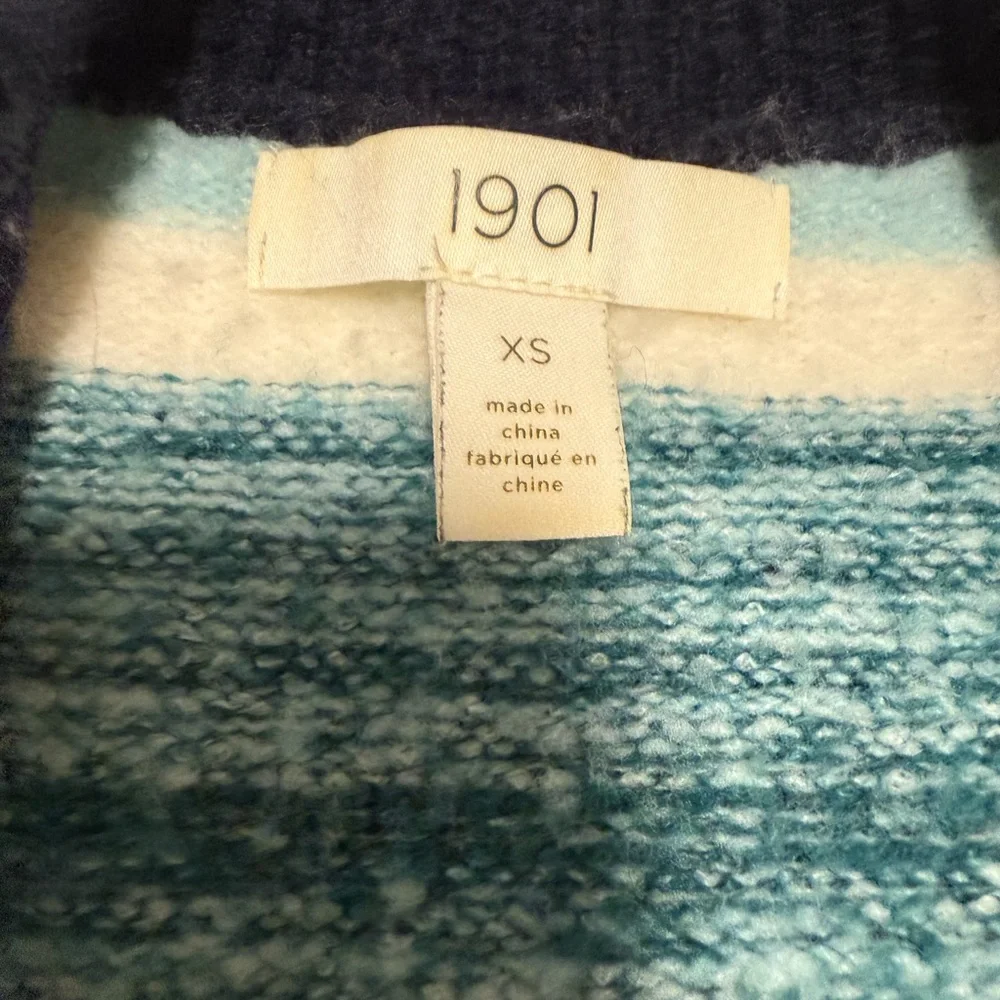 1901 Blue and White Striped Sweater Cardigan